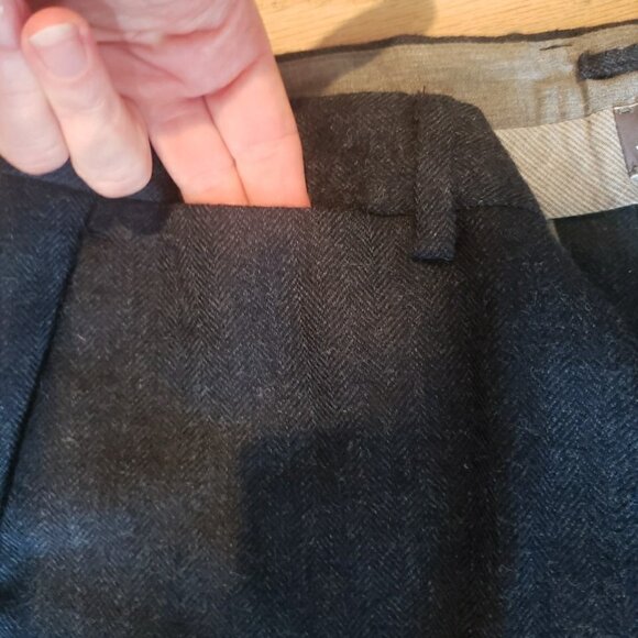 Vince Pants Mens Wool Alpaca Dark  Gray Herringbone 34 X  30 Tapered Flat Front - Picture 8 of 9
